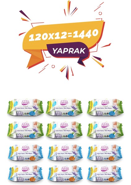 Alo Baby Ekopack Islak Havlu 120’LI x 12 Toplam 1440 Adet