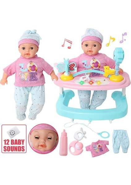 14 Inç Bebe Reborn Bebek Silikon 36 cm Gerçekçi Bebek Shaker Toddler Araba Işık Müzik Ses Biberon Şişe Meme Seti Oyuncaklar (Yurt Dışından)