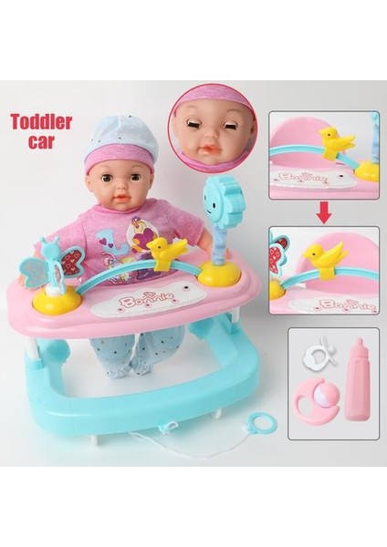 14 Inç Bebe Reborn Bebek Silikon 36 cm Gerçekçi Bebek Shaker Toddler Araba Işık Müzik Ses Biberon Şişe Meme Seti Oyuncaklar (Yurt Dışından)