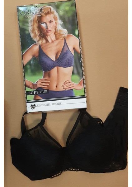 8250 Büyük Beden Soft Cup Dantelli Sütyen-Siyah