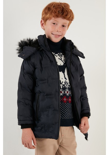 Yakası Suni Kürklü Çıkarılabilir Kapüşonlu Peluş Astarlı Mont Erkek Çocuk Mont 5760055 fiyatları