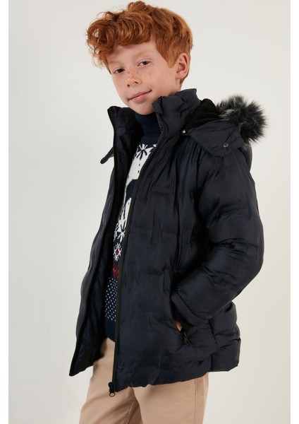 Yakası Suni Kürklü Çıkarılabilir Kapüşonlu Peluş Astarlı Mont Erkek Çocuk Mont 5760055 modelleri