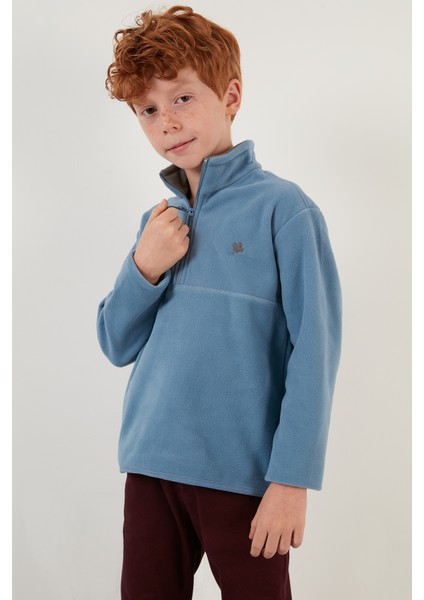 Yumuşak Dokulu Fermuarlı Dik Yaka Şardonlu Kışlık Polar Unisex Çocuk Polar 5905002 modelleri