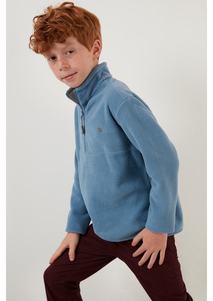 Yumuşak Dokulu Fermuarlı Dik Yaka Şardonlu Kışlık Polar Unisex Çocuk Polar 5905002 fırsatları