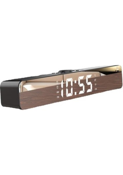 Çok Işlevli LED Tv Ses Bar Çalar Saat Kablolu ve Radyo LED Ayna ile Kablosuz Bluetooth Hoparlör Subwoofer Aux USB Müzik Çalar | Kombinasyon Hoparlörler (Siyah) (Yurt Dışından)