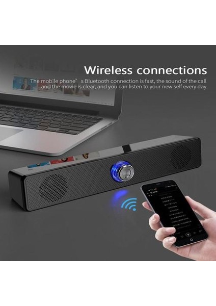 Ev Tiyatrosu Hifi Taşınabilir Kablolu Kablosuz Bluetooth Hoparlörler Stereo Bas Ses Bar USB Subwoofer Bilgisayar Tv Telefonu Için Çalışmak | Subwoofer (Siyah) (Yurt Dışından)