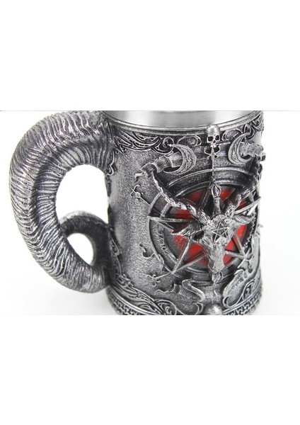 600 ml Baphomet Pentagram Boynuz Kadeh Şarap Cam Gotik Tankard Paslanmaz Çelik Bira Kupası Cadılar Bayramı Hediye | Bira Steins (Bakır) (Yurt Dışından)