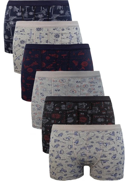 Erkek Çocuk Çok Renkli 6'lı Paket Pamuk Boxer Çok Renkli