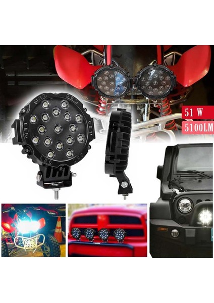 7” Cree LED Yuvarlak Offroad  Lamba 51W 25K Lümen 1 Adet