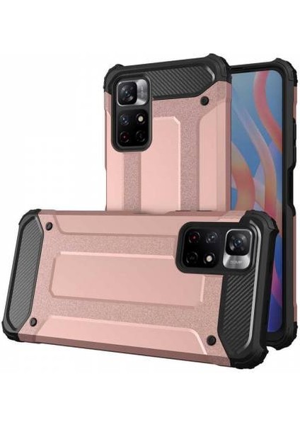 Xiaomi Redmi Note 11S Kılıf Çift Katmanlı Crash Darbe Emici+Cam Ekran Koruyucu