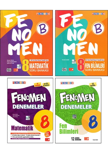 Fenomen 8. Sınıf Matematik+Fen Bilimleri Soru Bankası + Deneme 4 Kitap