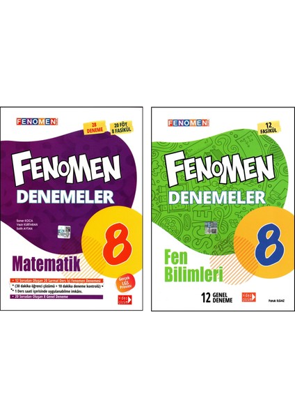 Fenomen 8. Sınıf Matematik+Fen Bilimleri Soru Bankası + Deneme 4 Kitap