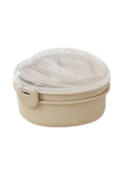 3pcs Buğday Saman Çatal Bıçak Takımı, Mühürlü Plastik Kalp Şeklindeki Öğrenci Japonca Öğle Yemeği Kutusu (Yurt Dışından)