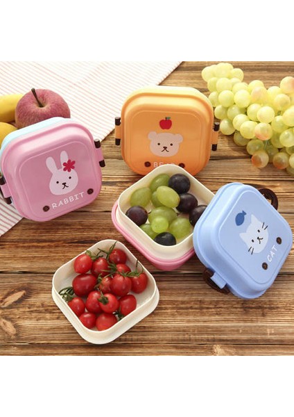 2pcs Japon Tarzı Çift Katmanlı Öğle Yemeği Kutusu, Sevimli Mini Bölücü Taze Tutma Bento Kutusu Taşınabilir Piknik Meyve Kutusu (Yurt Dışından)