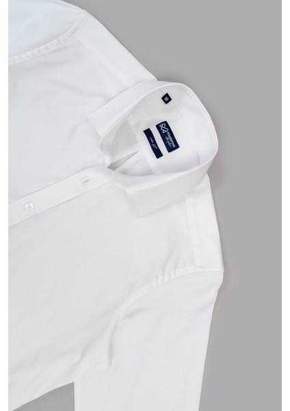 Erkek Beyaz Saten Pamuklu Modern Fit Gömlek fırsatları