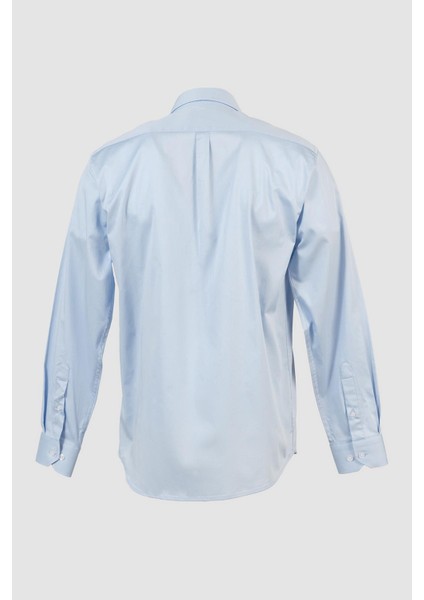 Erkek Açık Mavi Saten Pamuklu Modern Fit Gömlek modelleri