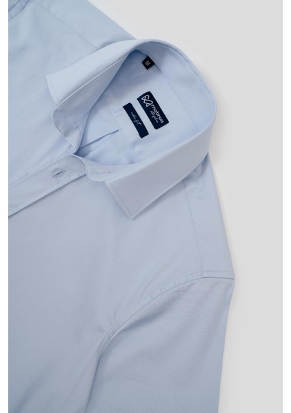 Erkek Açık Mavi Saten Pamuklu Modern Fit Gömlek fırsatları