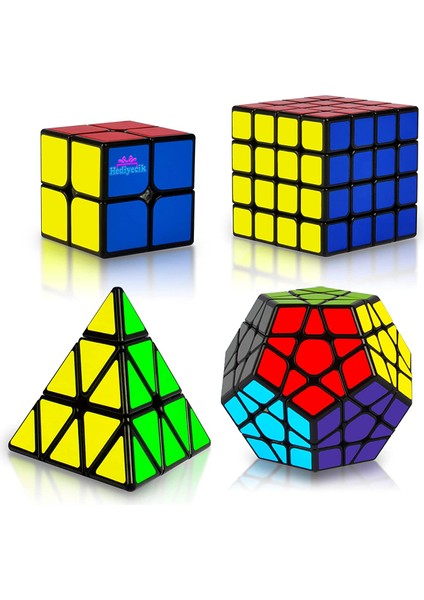 4'lü Zeka Küpü Rübik Küp Set Megaminx,pyraminx,qidi,4x4,