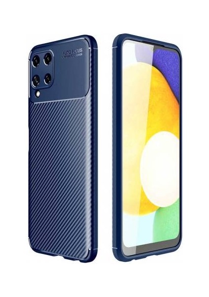 Samsung Galaxy A22 Kılıf Silikon Negro Karbon Desen Kamera Korumalı+Ekran Koruyucu Cam