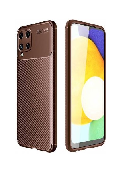 Samsung Galaxy A22 Kılıf Silikon Negro Karbon Desen Kamera Korumalı+Ekran Koruyucu Cam