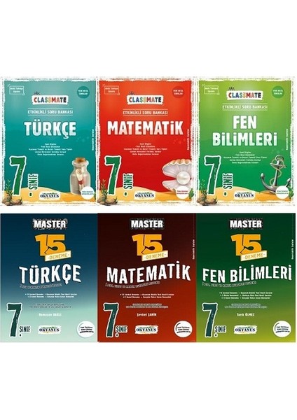 7. Sınıf Classmate Türkçe+Matematik+Fen Bilimleri Soru Bankası+7. Sınıf Master 15 Türkçe+Matematik+Fen Bilimleri Denemesi