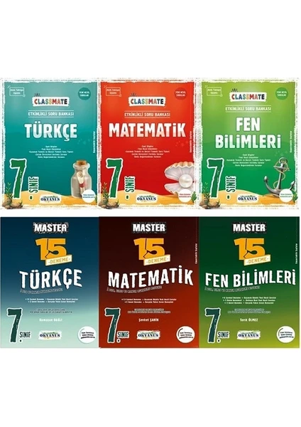 Okyanus Yayınları 7. Sınıf Classmate Türkçe+Matematik+Fen Bilimleri Soru Bankası+7. Sınıf Master 15 Türkçe+Matematik+Fen Bilimleri Denemesi