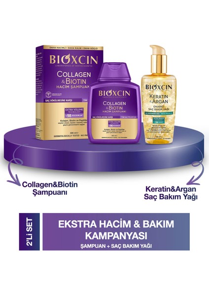 Collagen & Biotin Hacim Şampuanı 300ML + Bioxcin Kertin Argan Saç Bakım Yağı