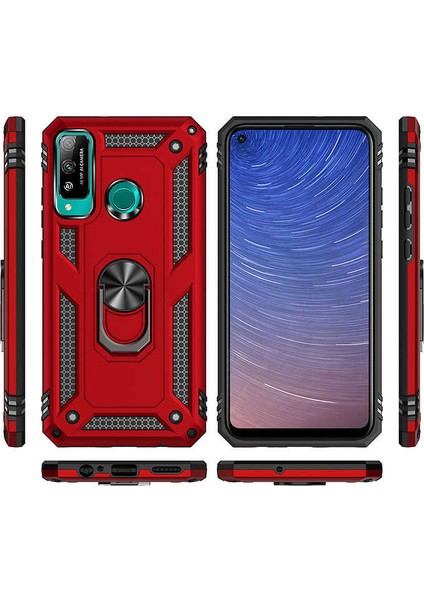 Huawei P40 Lite E Kılıf Vega Standlı Yüzüklü + Ekran Koruyucu Nano