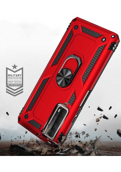 Huawei P Smart 2021 Kılıf Vega Standlı Yüzüklü + Ekran Koruyucu Nano
