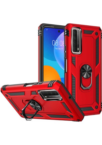 Huawei P Smart 2021 Kılıf Vega Standlı Yüzüklü + Ekran Koruyucu Nano