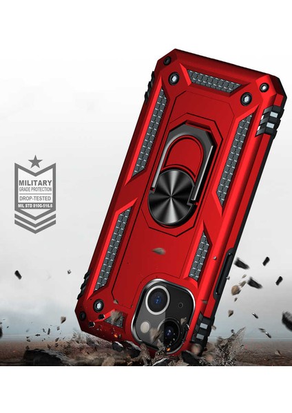 Iphone 13 Mini Kılıf Vega Standlı Yüzüklü + Ekran Koruyucu Nano