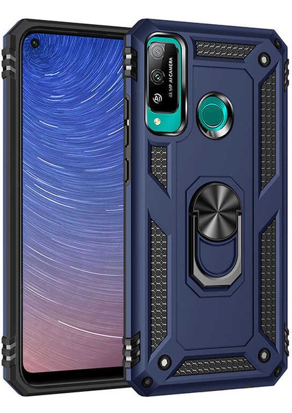 Huawei P40 Lite E Kılıf Vega Standlı Yüzüklü + Ekran Koruyucu Nano