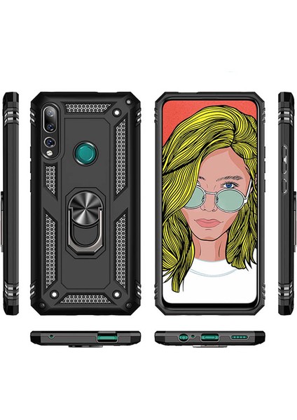 Huawei Y9 Prime 2019 Kılıf Vega Standlı Yüzüklü + Ekran Koruyucu Nano