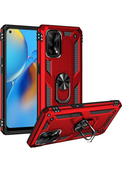 Oppo A74 Kılıf Vega Standlı Yüzüklü + Ekran Koruyucu Nano