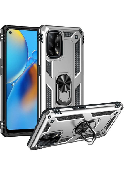 Oppo A74 Kılıf Vega Standlı Yüzüklü + Ekran Koruyucu Nano