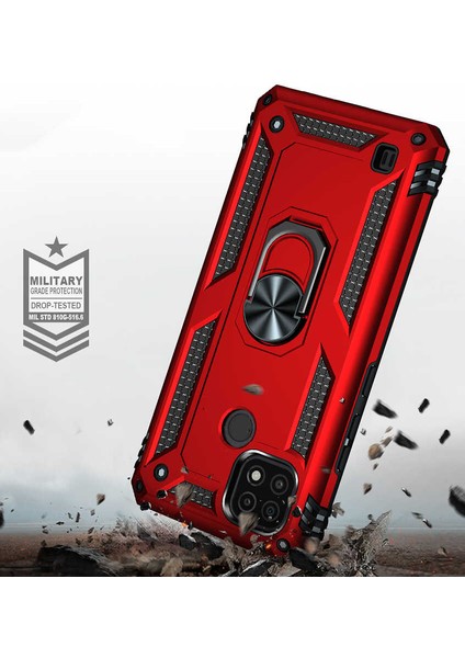 Realme C21 Kılıf Vega Yüzüklü Standlı + Ekran Koruyucu Nano