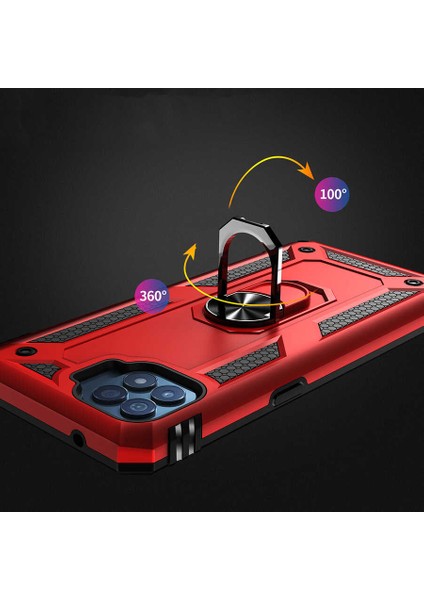 Oppo Reno 4 Lite Kılıf Vega Standlı Yüzüklü + Ekran Koruyucu Nano