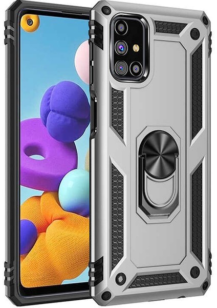 Samsung Galaxy M31S Kılıf Vega Standlı Yüzüklü + Ekran Koruyucu Nano