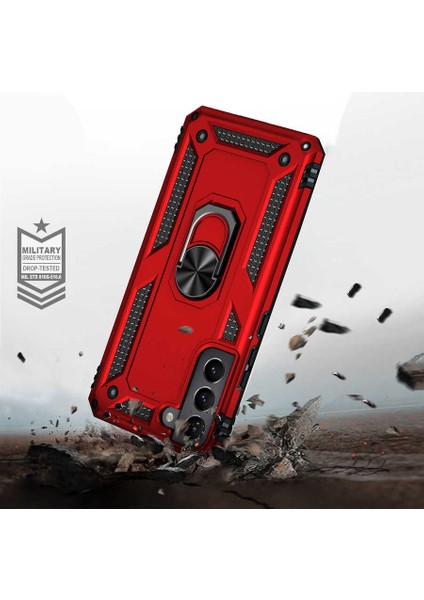 Samsung Galaxy S22 Kılıf Vega Yüzüklü Standlı + Ekran Koruyucu Nano