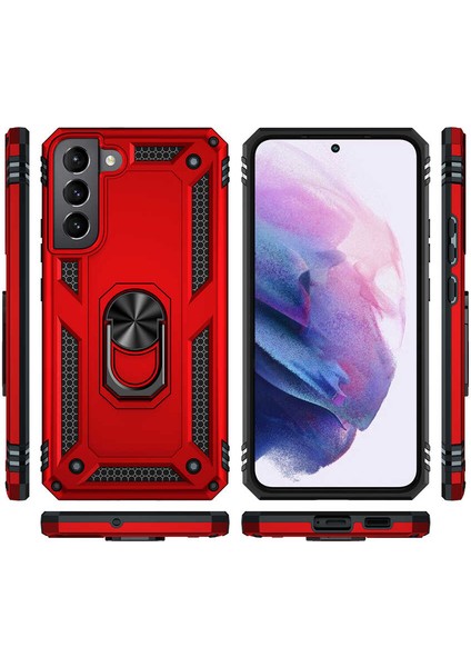 Samsung Galaxy S22 Kılıf Vega Yüzüklü Standlı + Ekran Koruyucu Nano