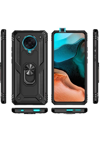 Xiaomi Poco F2 Pro Kılıf Vega Standlı Yüzüklü + Ekran Koruyucu Nano