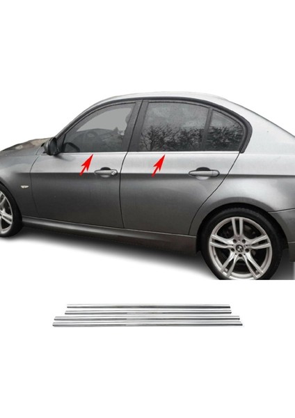 Bmw E90 2005-2012 Krom Paslanmaz Cam Çıtası 4 Parça modelleri