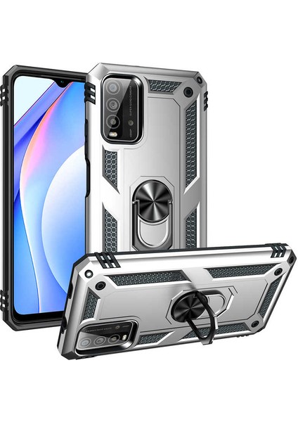 Xiaomi Redmi 9t Kılıf Vega Yüzüklü Standlı + Ekran Koruyucu Nano