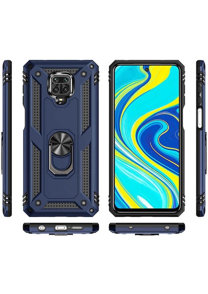 Xiaomi Redmi Note 9s Kılıf Vega Standlı Yüzüklü + Ekran Koruyucu Nano