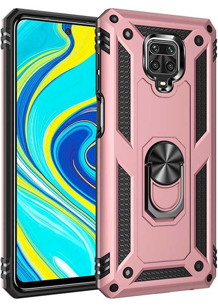 Xiaomi Redmi Note 9s Kılıf Vega Standlı Yüzüklü + Ekran Koruyucu Nano