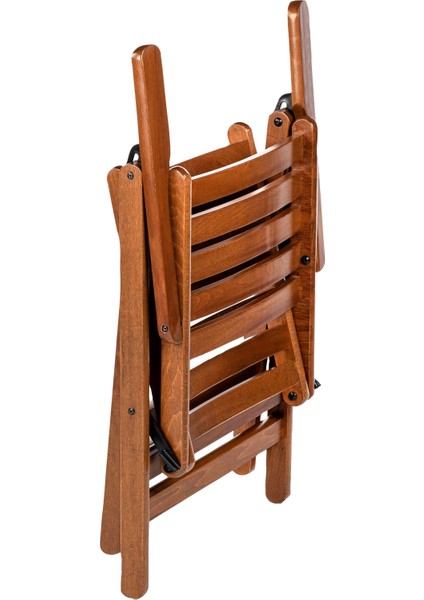 Antalya Ahşap Bahçe Balkon Takımı: 70 cm Yuvarlak Masa + 2 Minderli Sandalye | Katlanır Set