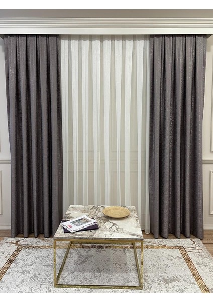 Elena Model Jakar Zemin Kendinden Desenli 1/2,5 Pile Fon Perde modelleri