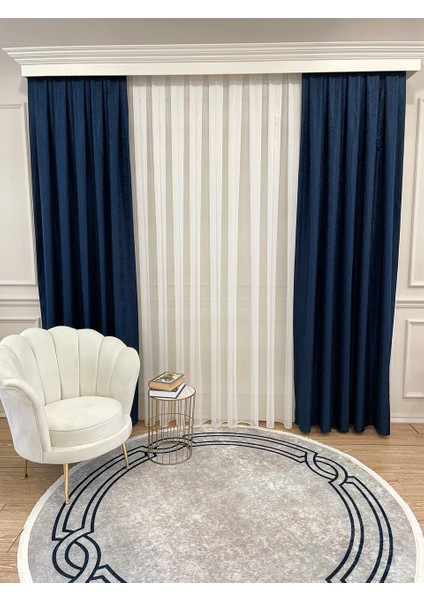 Elena Model Jakar Zemin Kendinden Desenli 1/2,5 Pile Fon Perde fiyatları