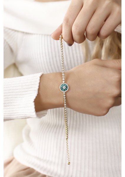 Altın Kaplama Su Yolu Nazar Boncuk Camgöz 925 Ayar Gümüş Bileklik fiyatları