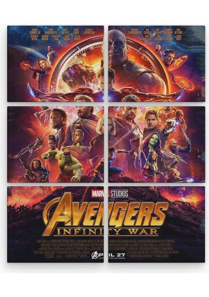 Avengers 6 Parça Ahşap Mdf Tablo NHL1713